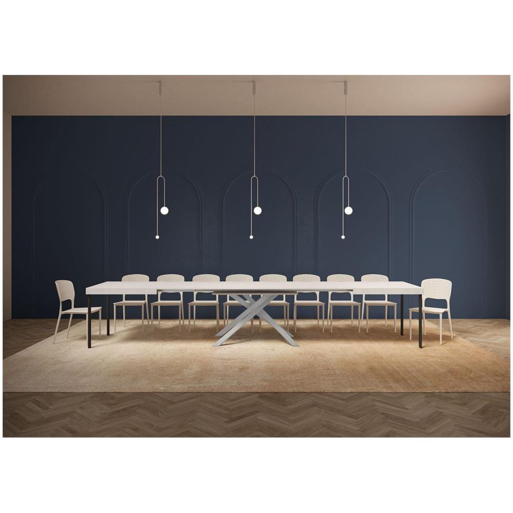 Tavolo allungabile 90x200/460cm Karida bianco frassino gambe bianche - Foto 4