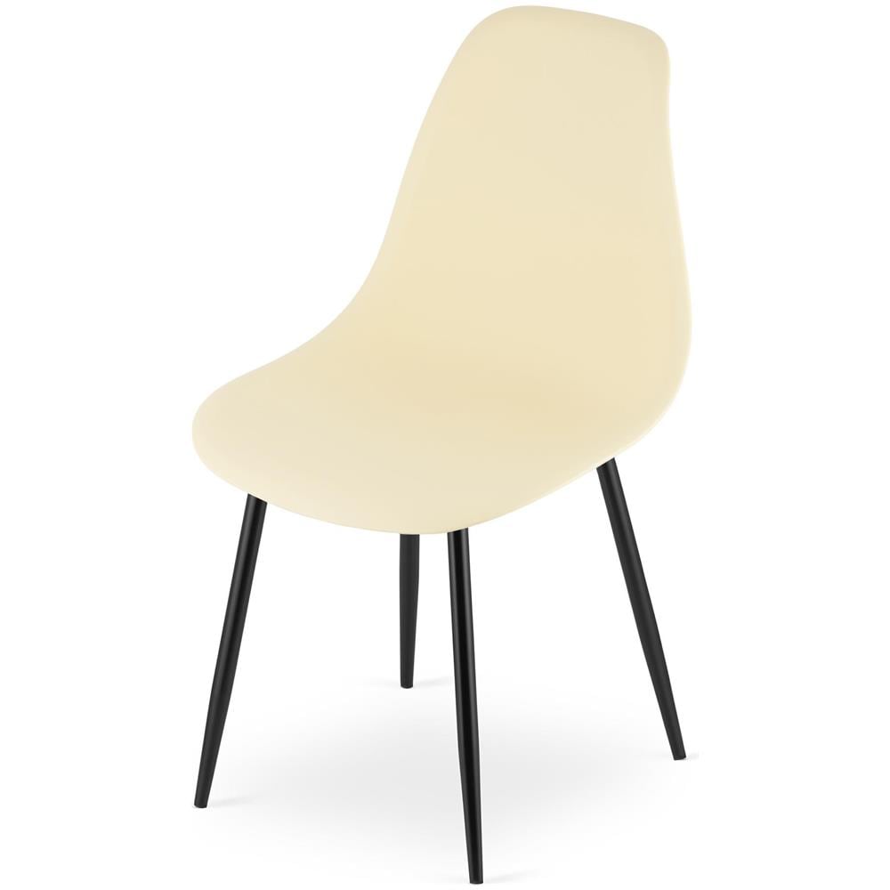 Sedia da scrivania moderna WAT color crema con gambe nere - Foto 2