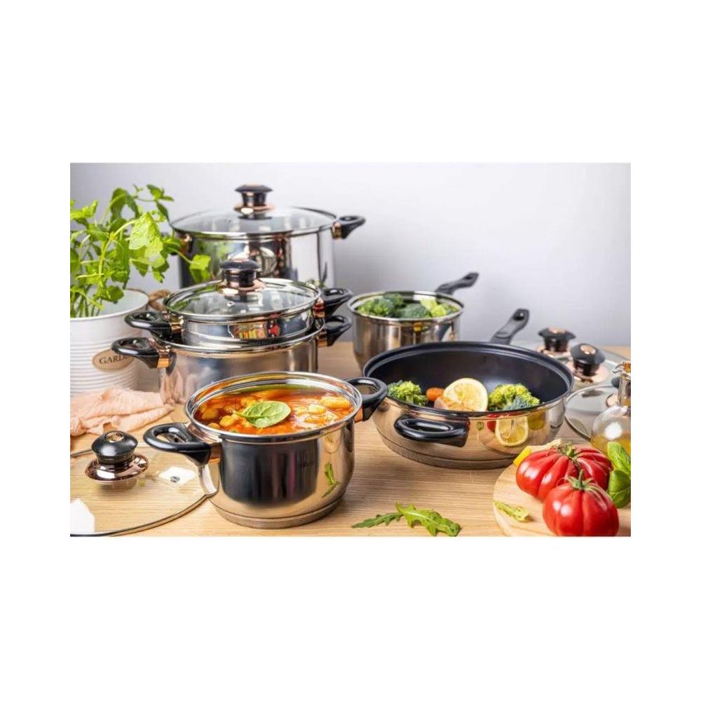 Set di pentole in acciaio inossidabile Kinghoff KH-1767 da 12 pezzi - Foto 2