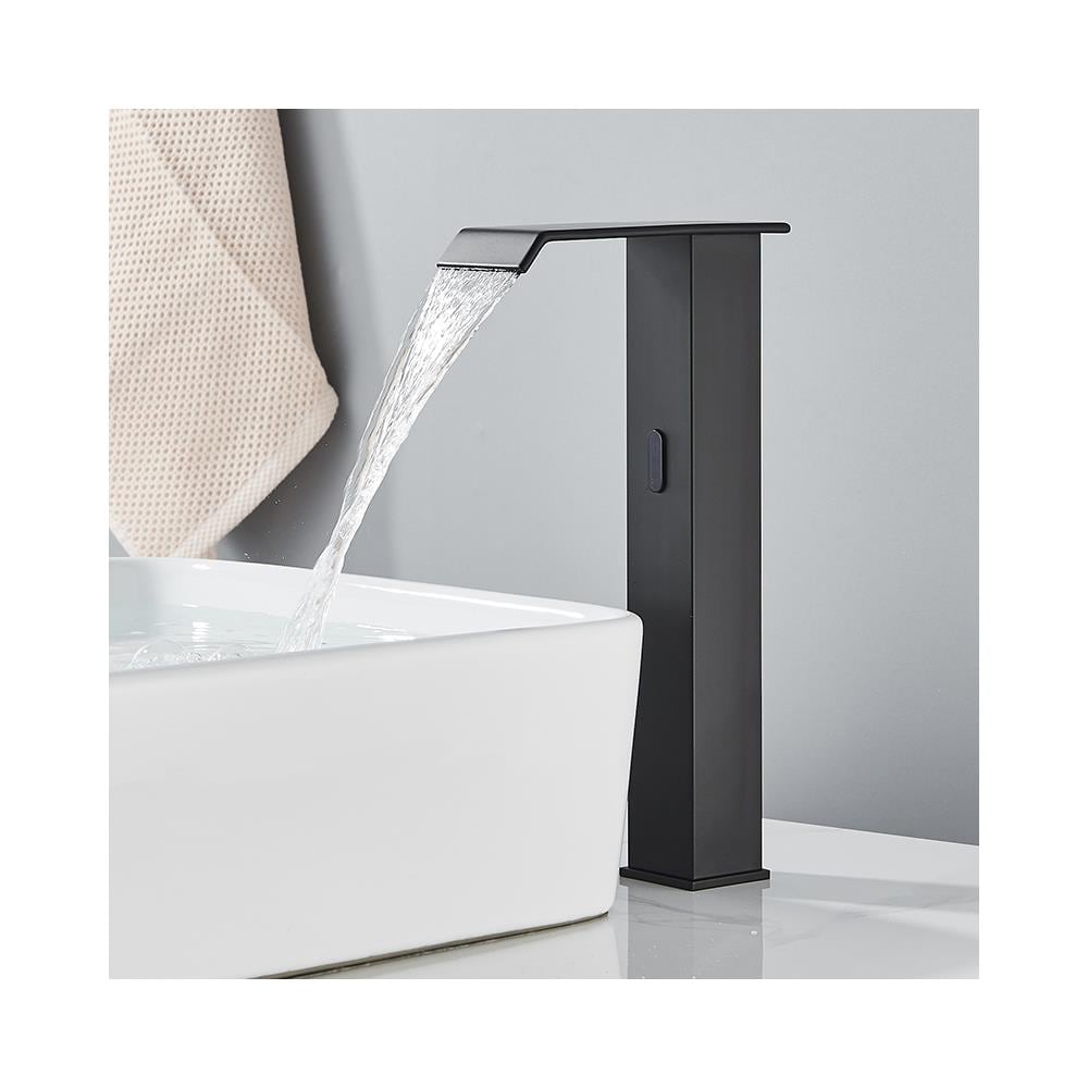 Rubinetto per lavabo da bagno, Blackswan, tipo M182, modello nero con bocca a cascata e sensore, misura 32 cm - Foto 4