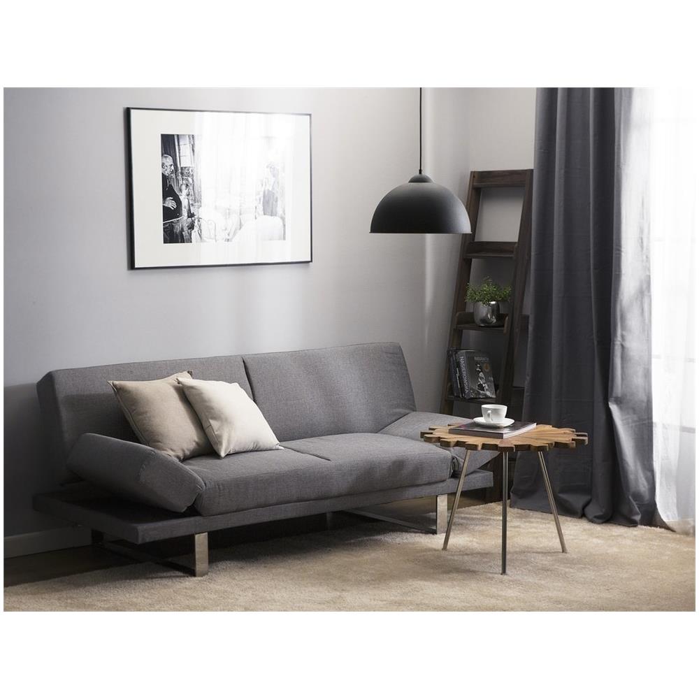 Divano Letto 3 Posti In Tessuto Grigio Chiaro York - Foto 2