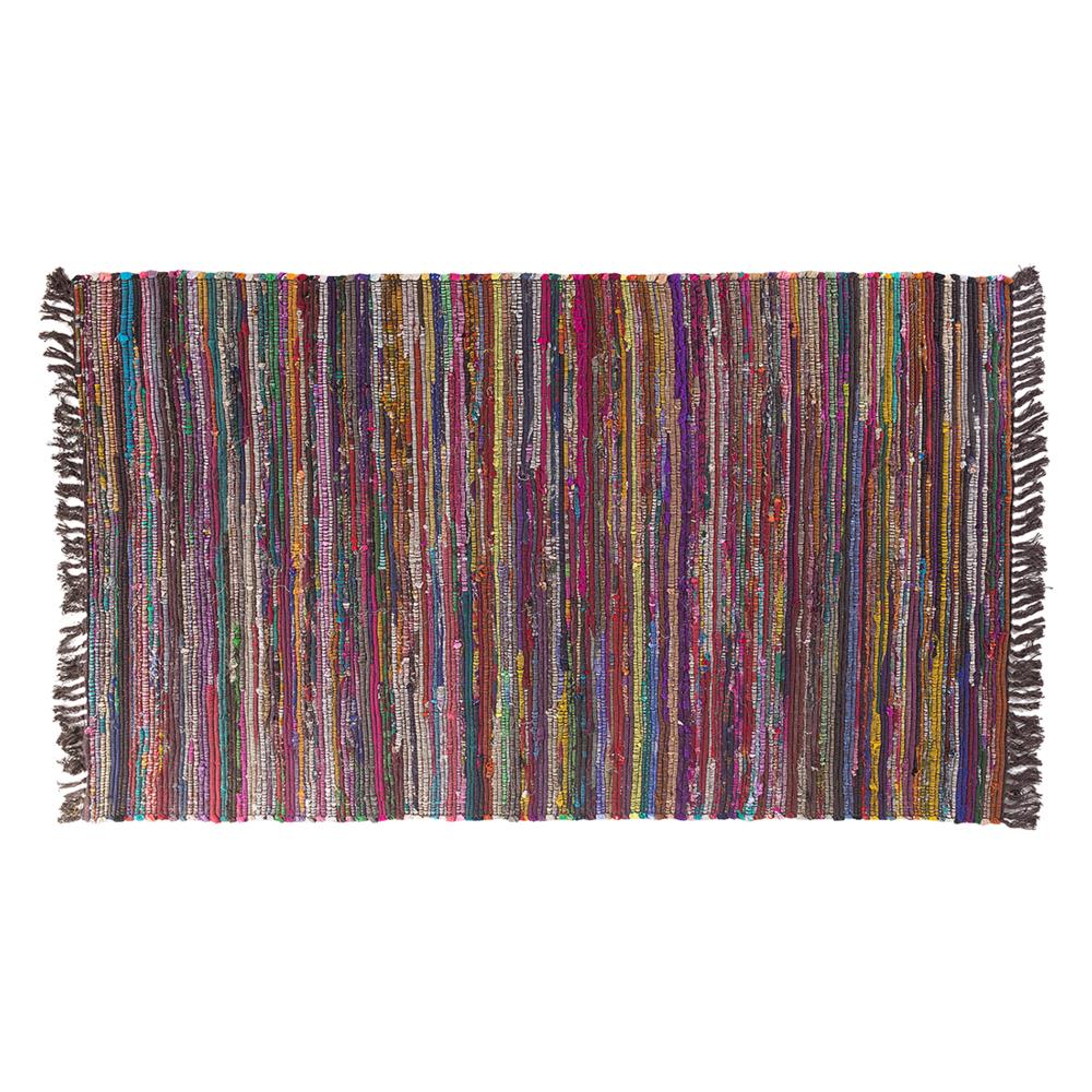 Tappeto Multicolore In Cotone Scuro Con Fronde - 140x200cm - Danca - Foto 2