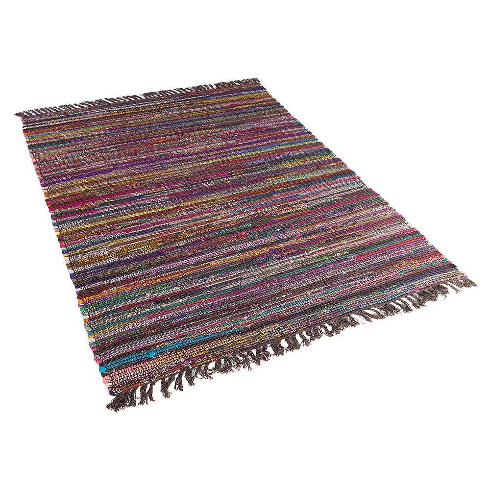 Tappeto Multicolore In Cotone Scuro Con Fronde - 140x200cm - Danca - Foto 1