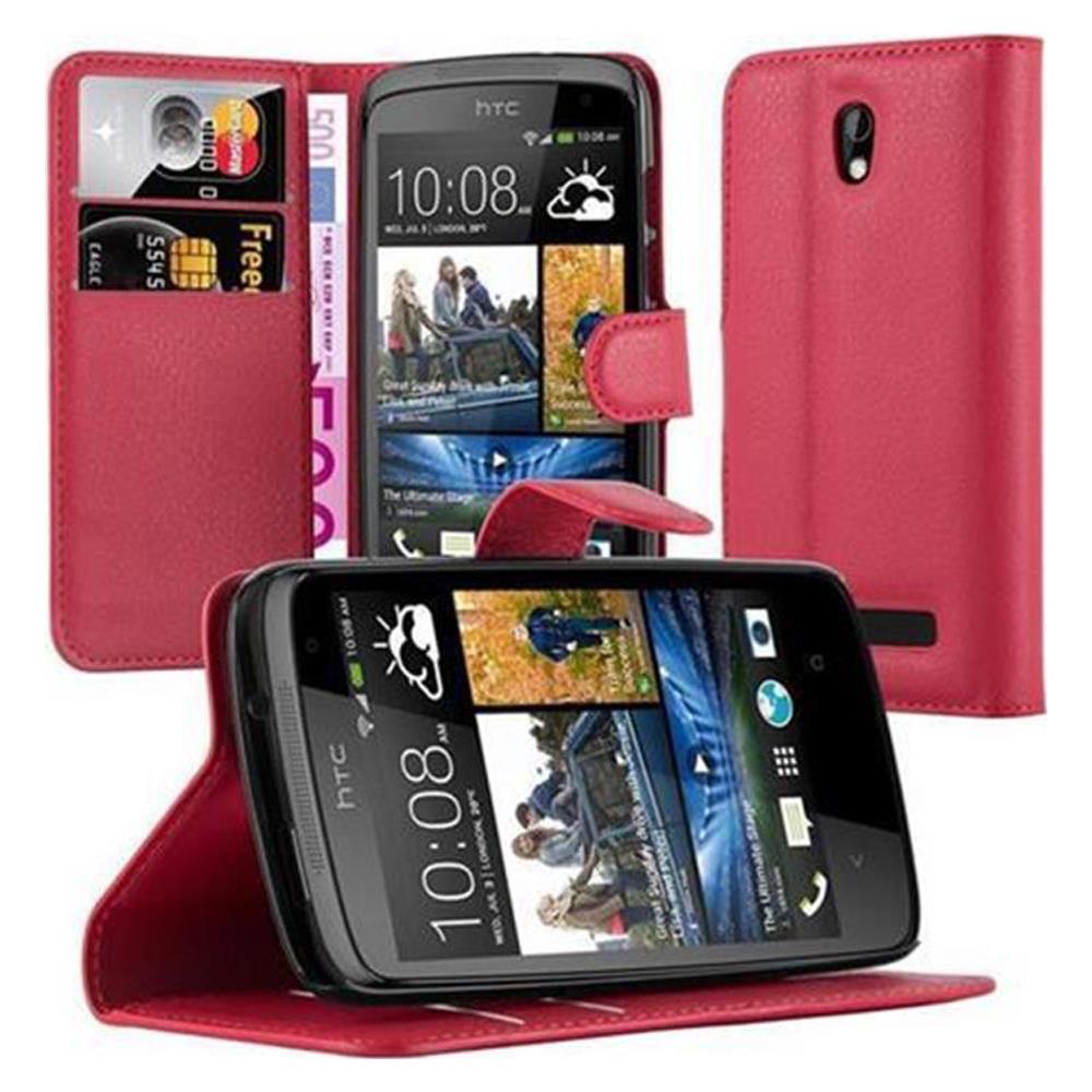 Custodia Compatibile Con Htc Desire 500 In Rosso Carminio - Coperchio Protettiva Con Chiusura Magnetica, Funzione Stand E Tasca Per Le Carte - Foto 1
