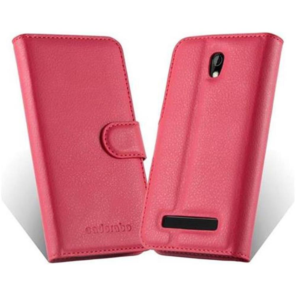 Custodia Compatibile Con Htc Desire 500 In Rosso Carminio - Coperchio Protettiva Con Chiusura Magnetica, Funzione Stand E Tasca Per Le Carte - Foto 5