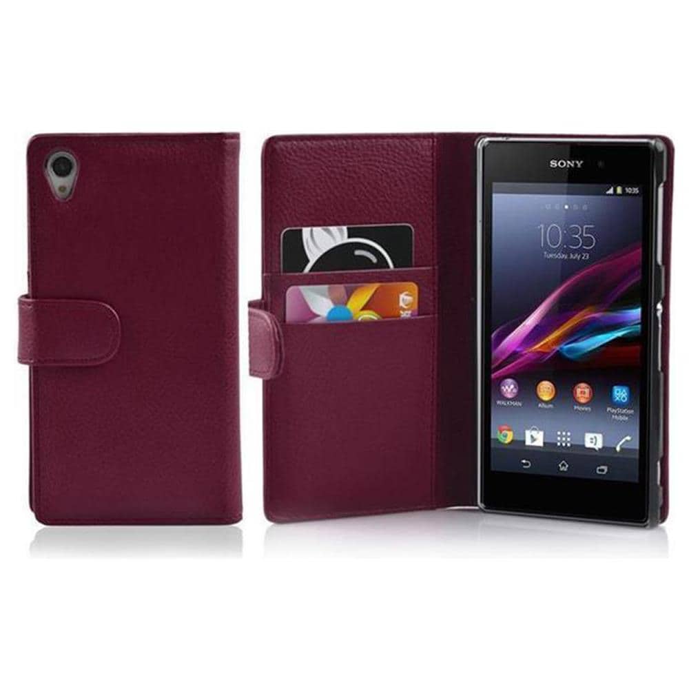 Custodia Libro Per Sony Xperia Z1 In Porpora - Con Vani Di Carte E Funzione Stand Di Similpelle Strutturata - Portafoglio Cover Case Wallet Book Etui Protezione - Foto 1