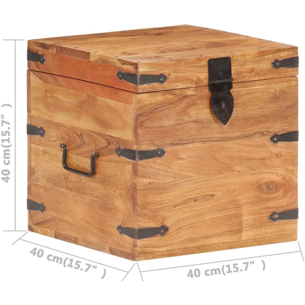 Baule 40x40x40 cm in Legno Massello di Acacia - Foto 8
