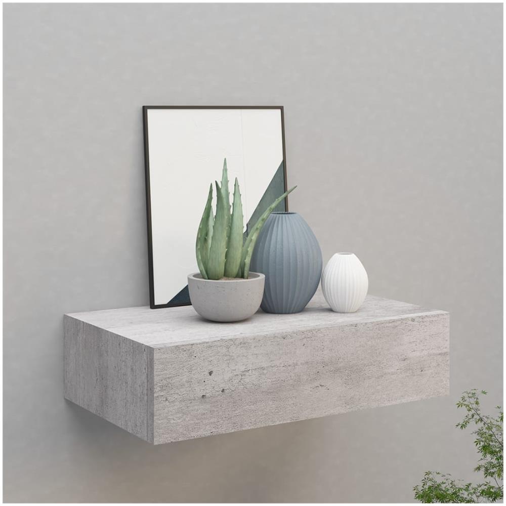 Scaffale Con Cassetti Da Parete Grigio Cemento 40x23,5x10cm Mdf - Foto 1