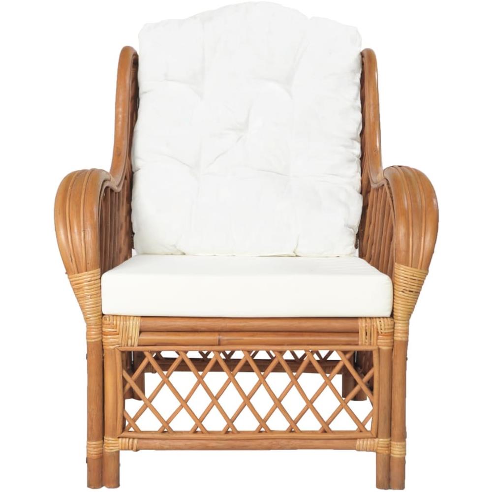 Poltrona con Cuscino Marrone Chiaro in Rattan Naturale e Lino 81 x 70 x 90 cm - Foto 2
