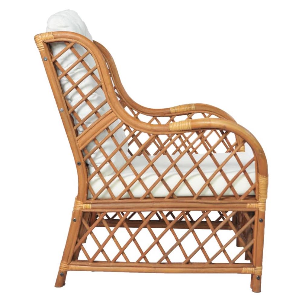 Poltrona con Cuscino Marrone Chiaro in Rattan Naturale e Lino 81 x 70 x 90 cm - Foto 3
