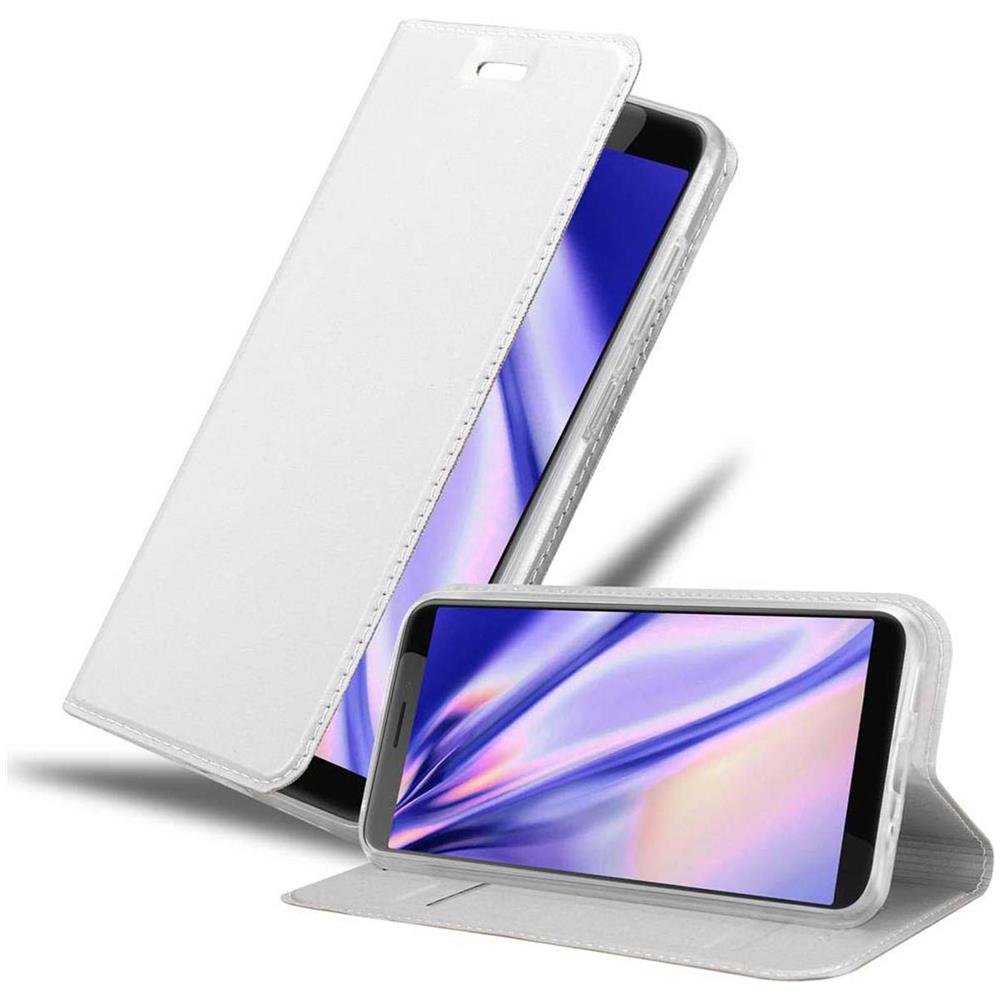 Custodia Compatibile Con Htc Desire 12 In Classy Argento - Coperchio Protettiva Con Chiusura Magnetica, Funzione Stand E Tasca Per Le Carte - Foto 1