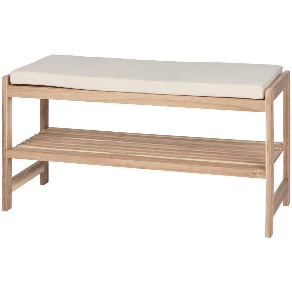 Scarpiera In Legno Con Seduta In Materiale Sintetico Lino Acina, Colore Naturale, Wenko - Foto 1