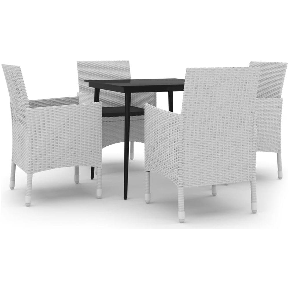 Set Da Pranzo Per Giardino 5 Pz Con Cuscini Polyrattan E Vetro - Foto 2