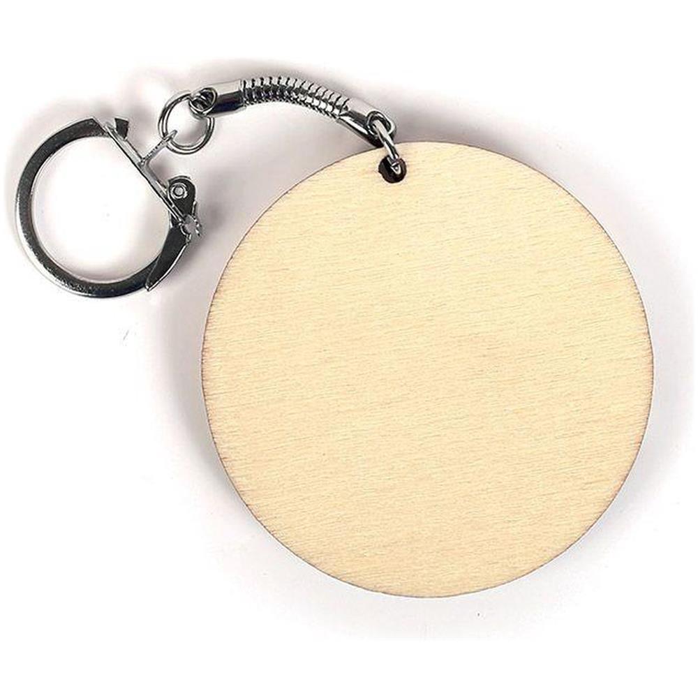 30 Portachiavi Rotondi In Legno Ø 5,5 Cm - Foto 1