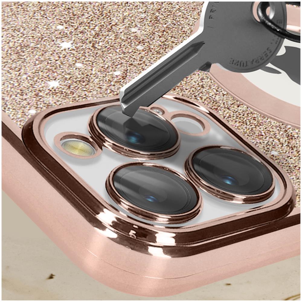 Cover Per Iphone 12 Pro Glitter Amovibile Silicone Gel Protecam Spark Rose Gold - Foto 2