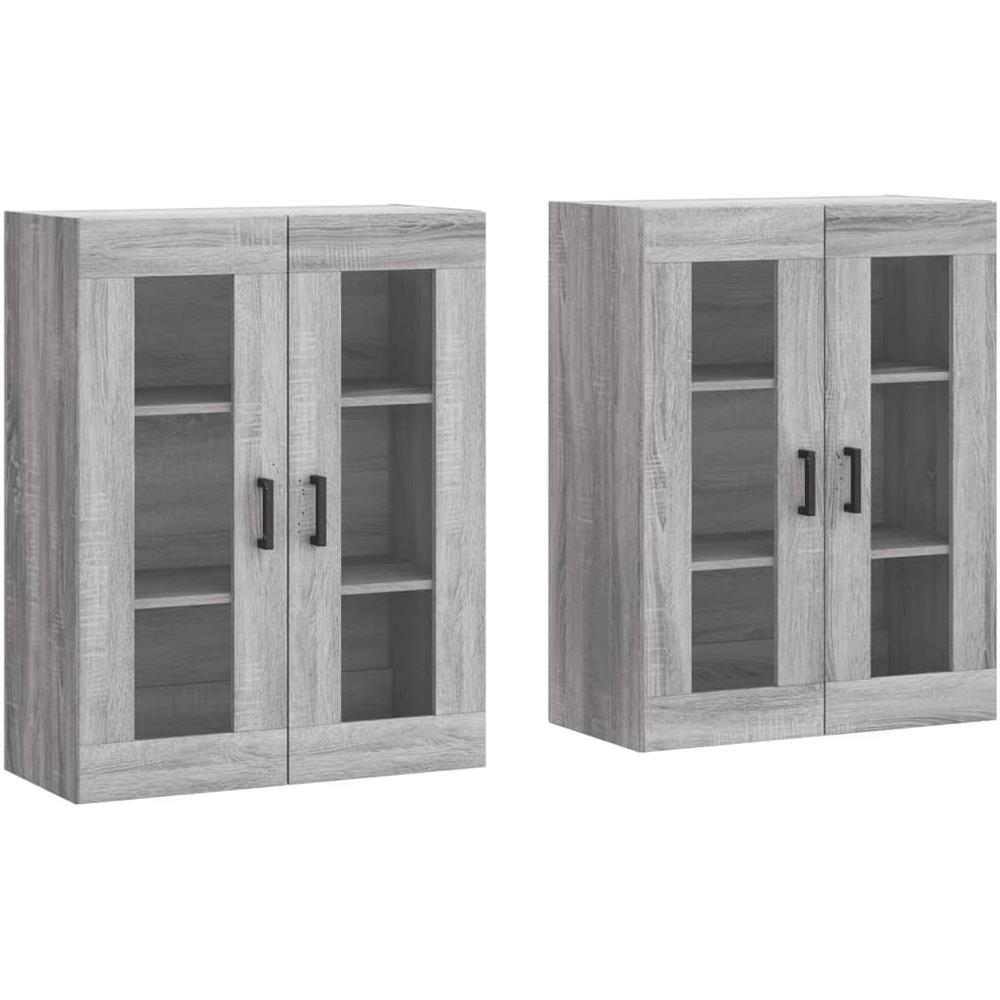 Armadietti A Parete 2 Pz Grigio Sonoma In Legno Multistrato - Foto 1