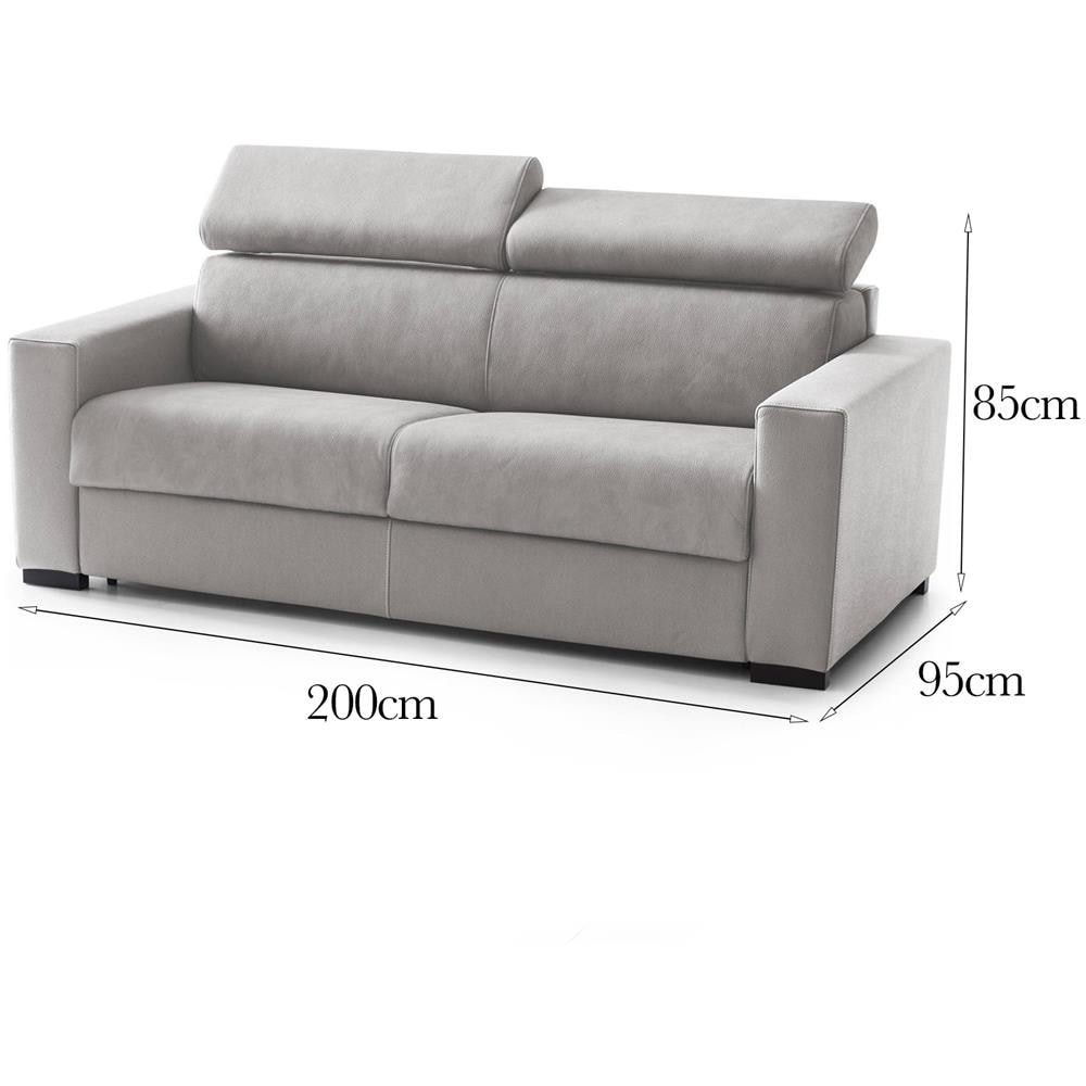 Divano Fisso Micaela, Divano A 2 Posti Large, 100% Made In Italy, Sofà Soggiorno, In Tessuto Imbottito, Con Poggiatesta Regolabili E Braccioli Slim, Cm 200x95h85, Grigio - Foto 4