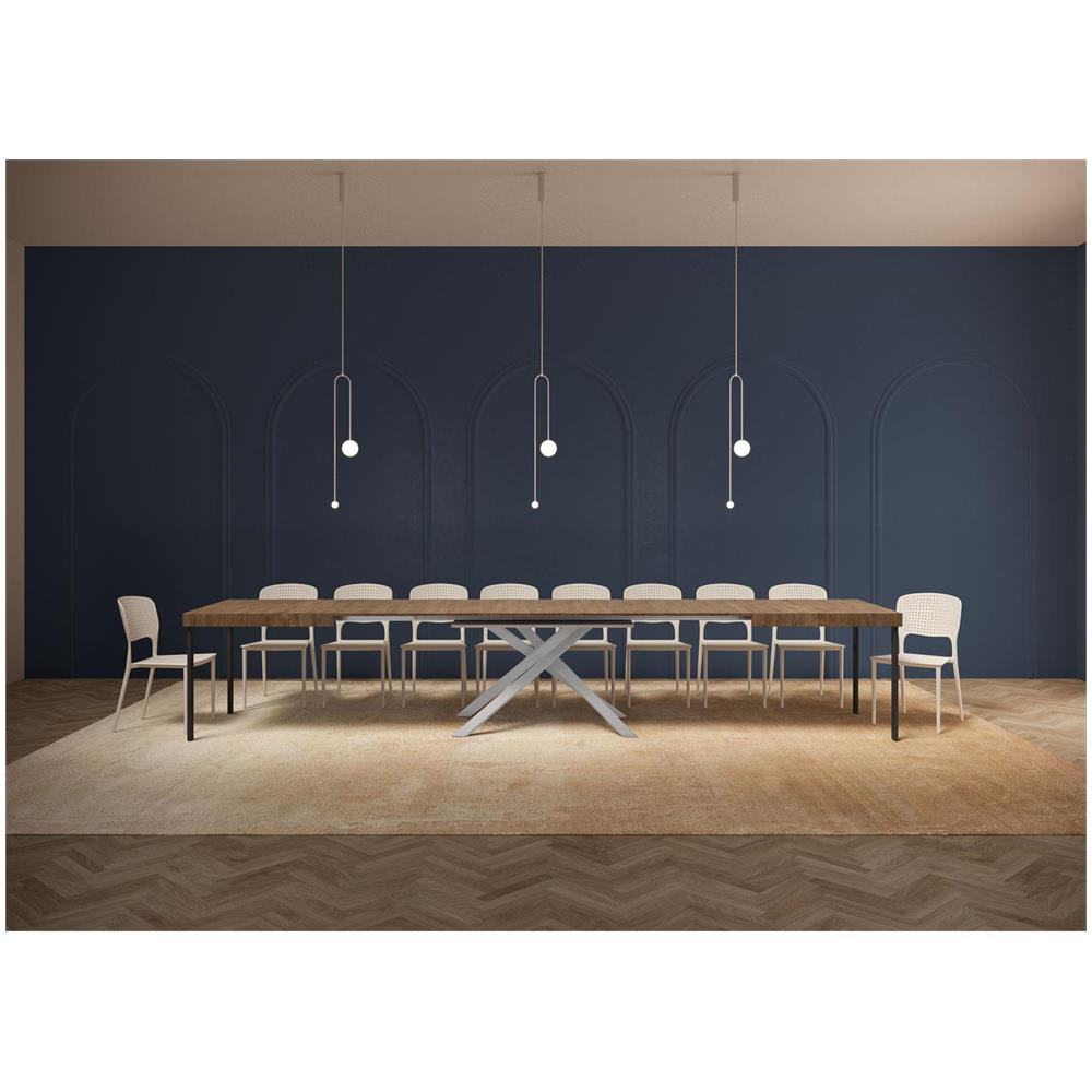 Tavolo allungabile 90x200/460cm Karida noce gambe bianche - Foto 4