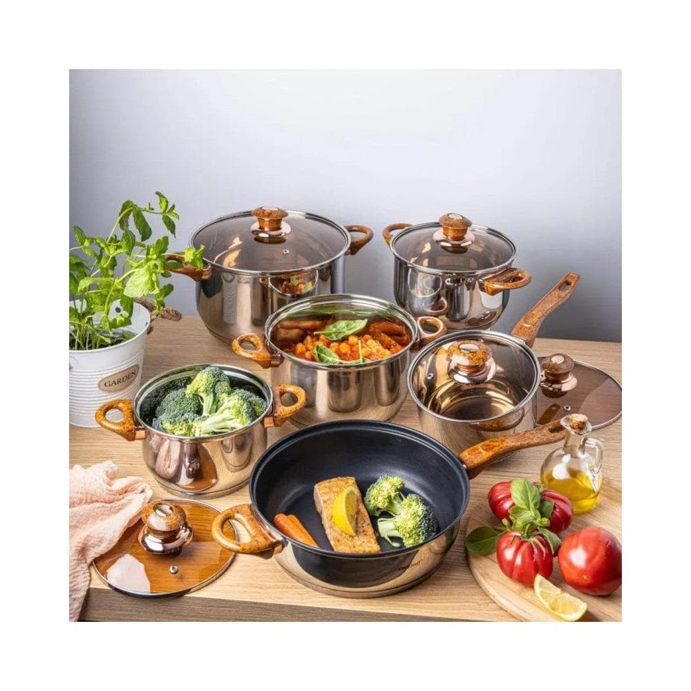 Set di pentole in acciaio inossidabile Kinghoff KH-1768 da 12 pezzi - Foto 2