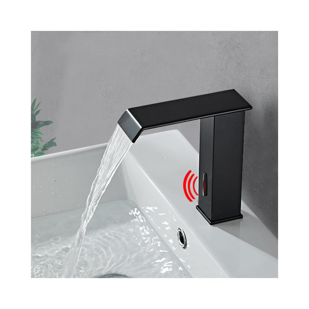 Rubinetto per lavabo da bagno, Blackswan, tipo M181, modello nero con bocca a cascata e sensore, misura 17,5 cm - Foto 2