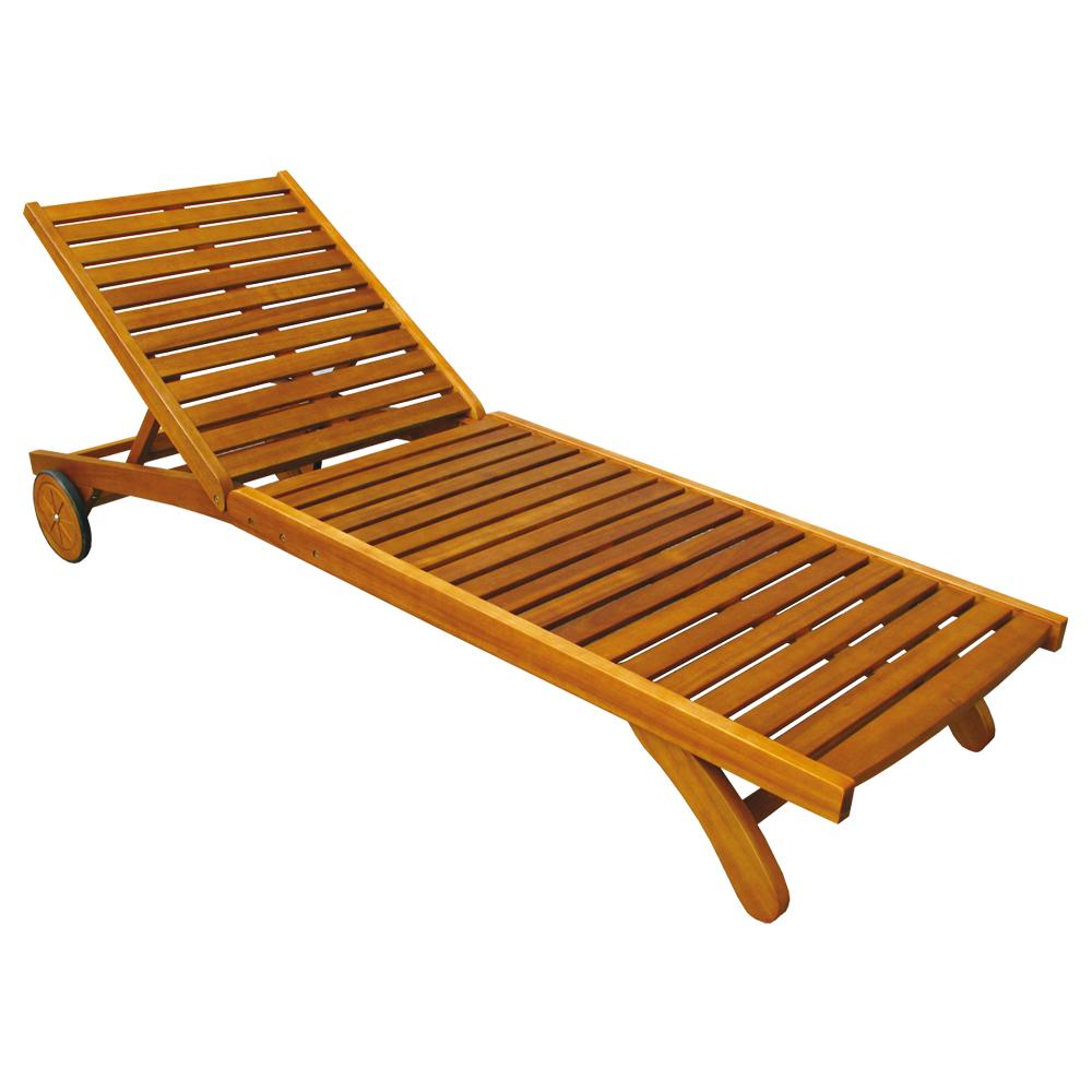Lettino Legno Di Acacia 2 Ruote Regolabile 9 Posizioni Arredo Giardino Ac805069 - Foto 1
