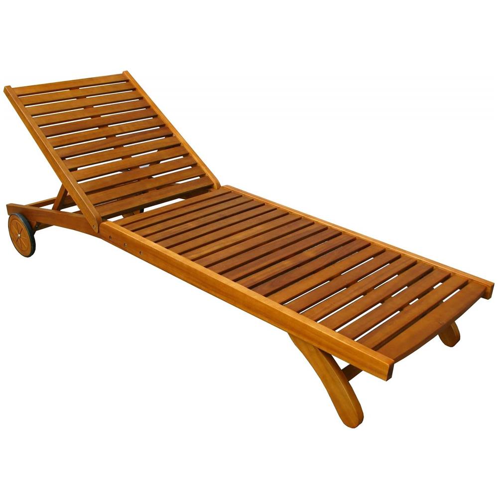 Lettino Legno Di Acacia 2 Ruote Regolabile 9 Posizioni Arredo Giardino Ac805069 - Foto 5