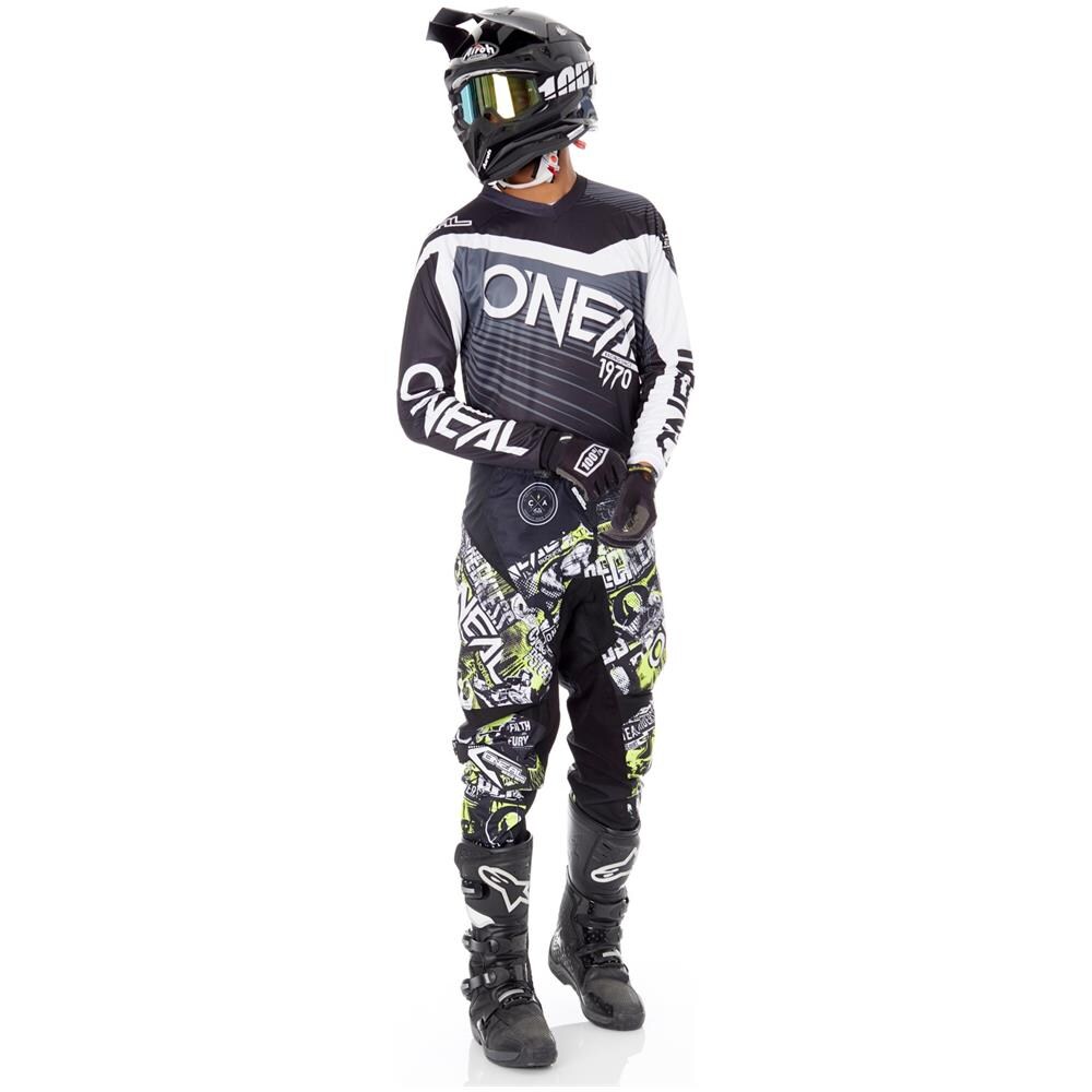 Pantaloni Motocross 2019 Element Attack Nero Neon Giallo (40 Vita = Eu 56, Nero) - Foto 2