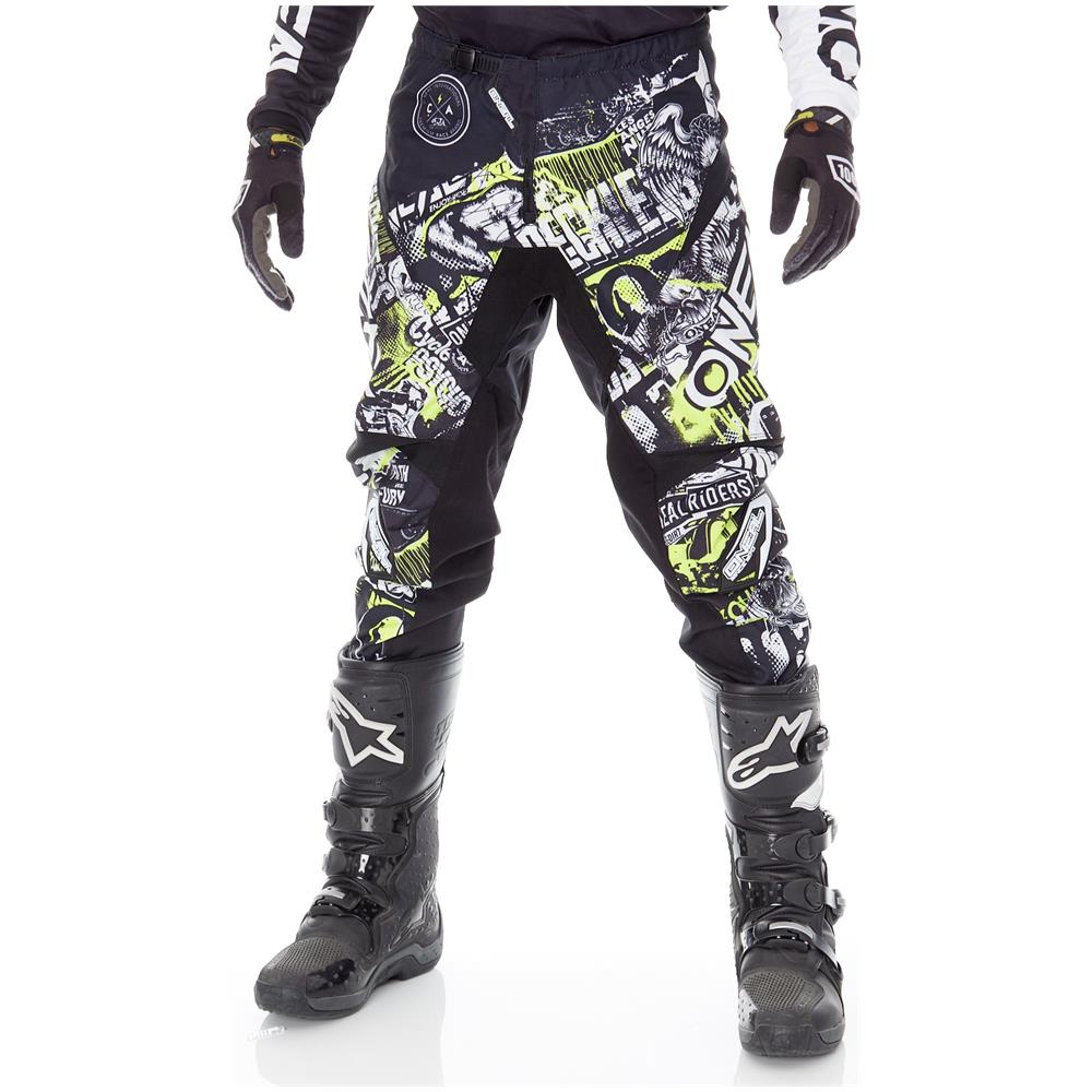 Pantaloni Motocross 2019 Element Attack Nero Neon Giallo (40 Vita = Eu 56, Nero) - Foto 1