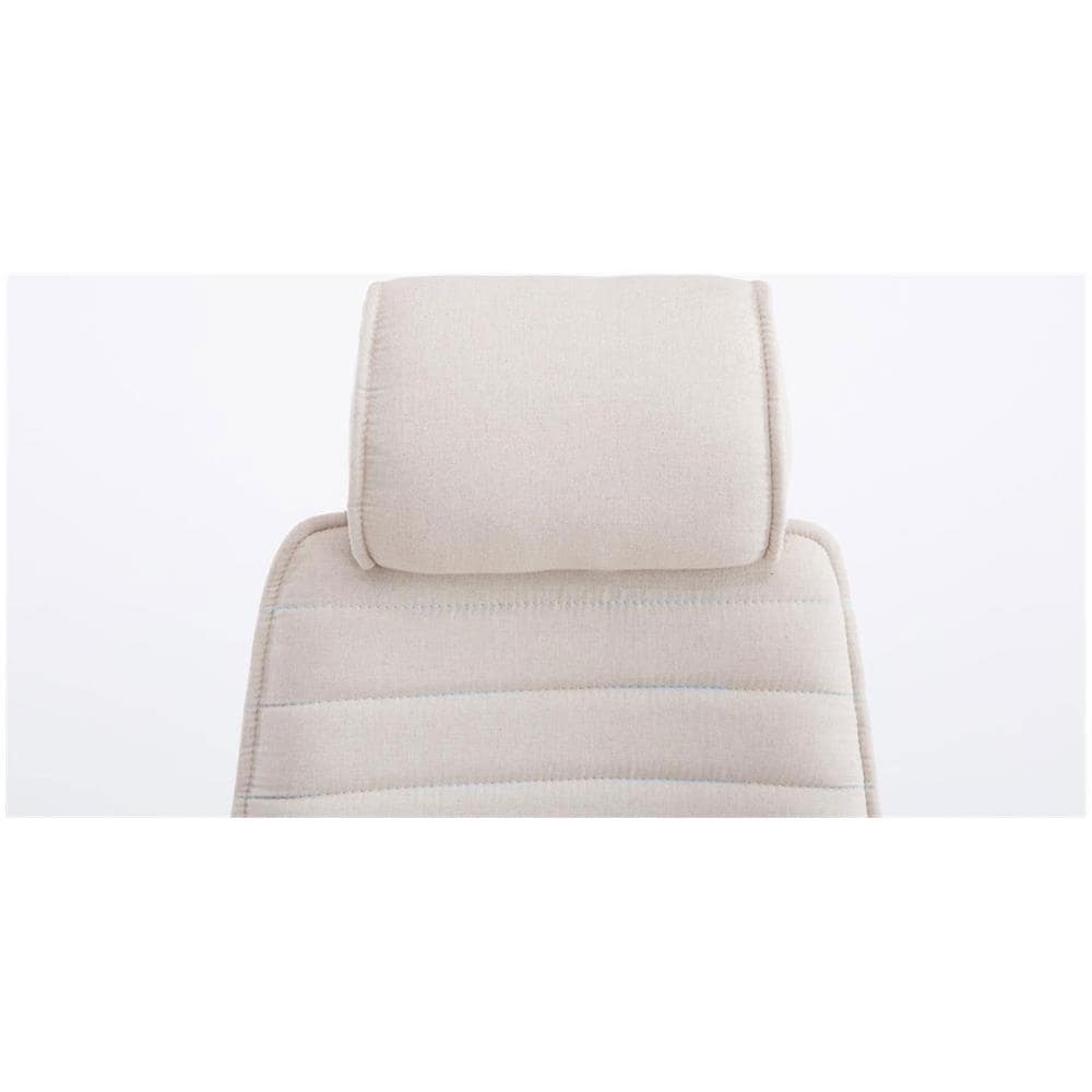 Poltrona da Ufficio Rako con Poggiatesta in Tessuto e Metallo - Poltrona Direzionale Regolabile 46-57cm - Sedia Imbottita con Braccioli e Ruote Beige - Foto 5