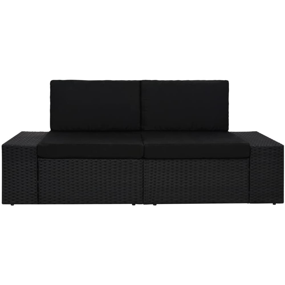 Divano Modulare a 2 Posti in Polyrattan Nero - Foto 2
