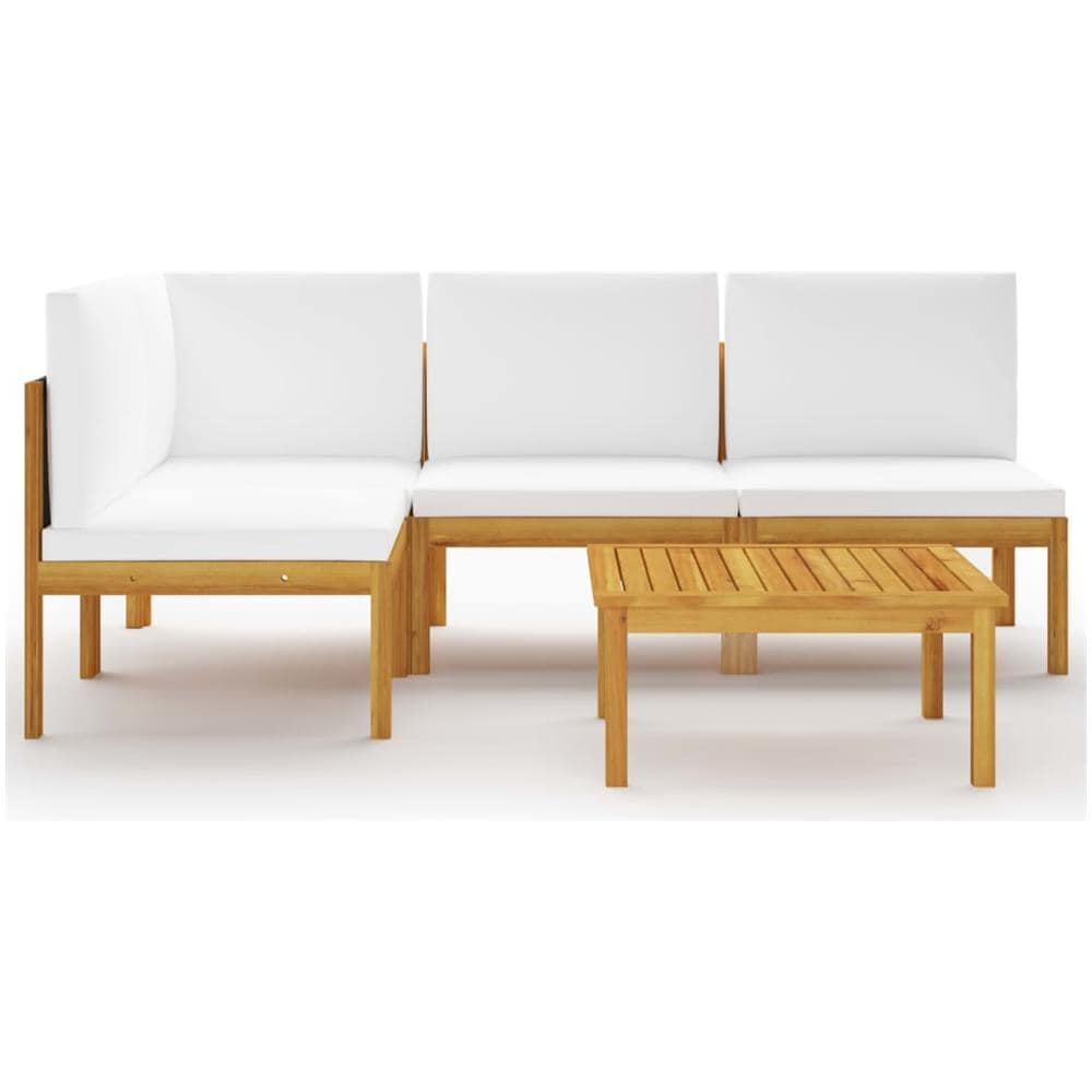Set Divani da Giardino 5 pz con Cuscini Crema Massello Acacia - Foto 2