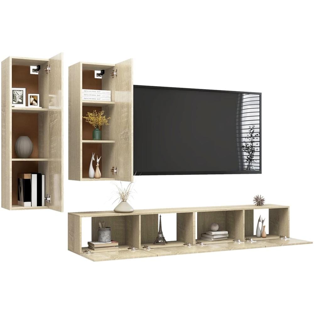 Set di Mobili TV 4 pz Rovere Sonoma in Legno Multistrato - Foto 3