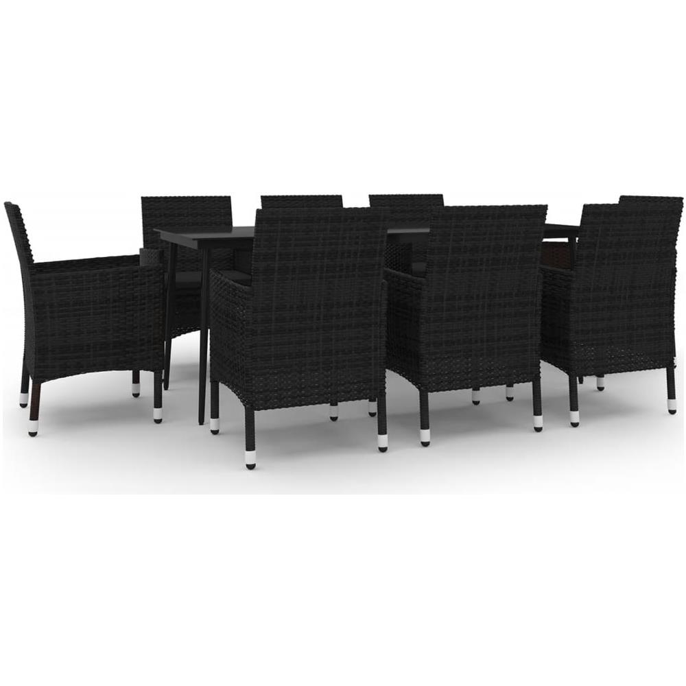 Set Da Pranzo Per Giardino 9 Pz Con Cuscini Polyrattan E Vetro - Foto 2