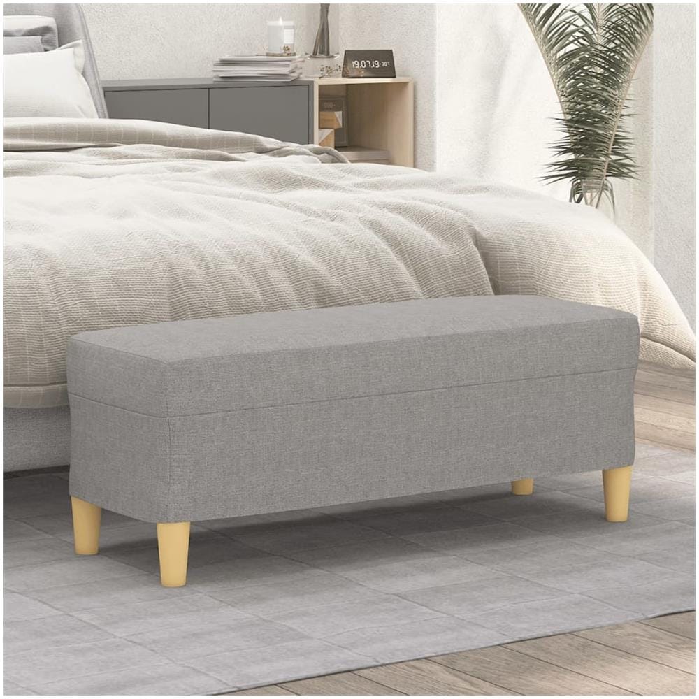 Panca Grigio Chiaro 100x35x41 Cm In Tessuto - Foto 1