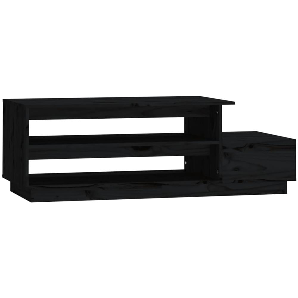 Tavolino Da Salotto Nero 120x50x40,5 Cm Legno Massello Di Pino - Foto 2