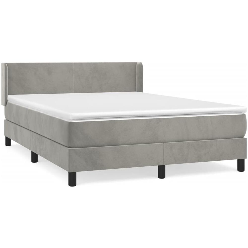 Giroletto A Molle Con Materasso Grigio Chiaro 140x200cm Velluto - Foto 2