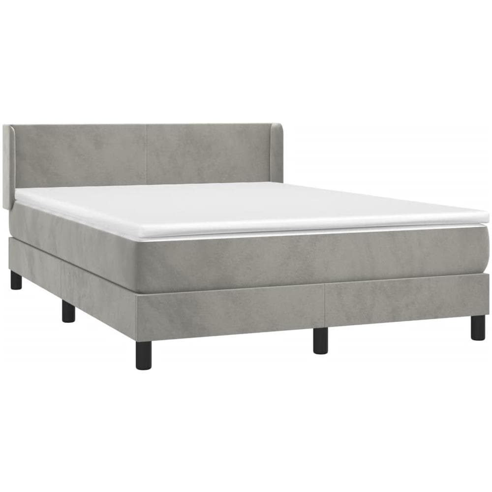 Giroletto A Molle Con Materasso Grigio Chiaro 140x200cm Velluto - Foto 3