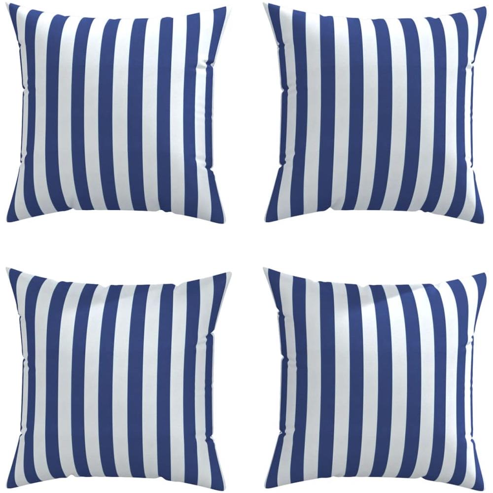 Cuscini Decorativi 4pz Strisce Blu E Bianco 65x65x16 Cm Tessuto - Foto 2