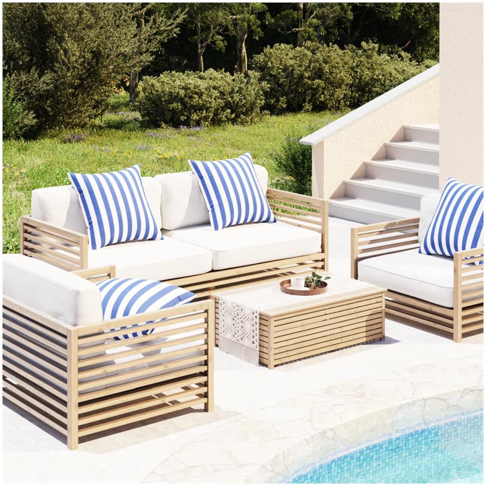 Cuscini Decorativi 4pz Strisce Blu E Bianco 65x65x16 Cm Tessuto - Foto 1