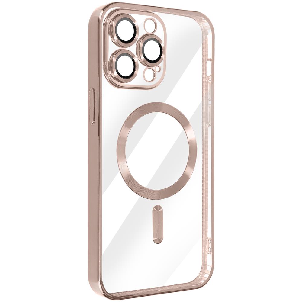 Cover Magsafe Per Iphone 14 Pro Max Silicone Protezione Camera Bordo Rose Gold - Foto 5
