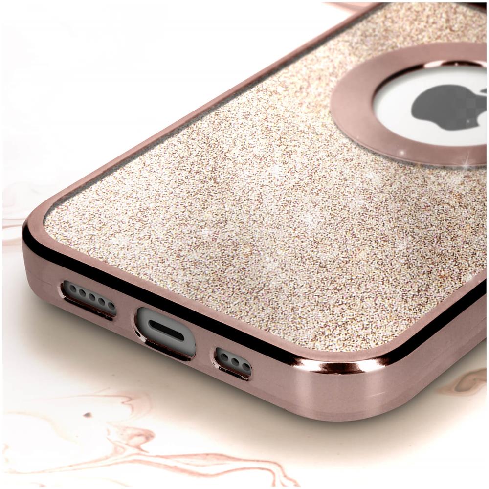 Cover Per Iphone 14 Pro Max Glitter Amovibile Silicone Protecam Spark Rose Gold - Foto 2