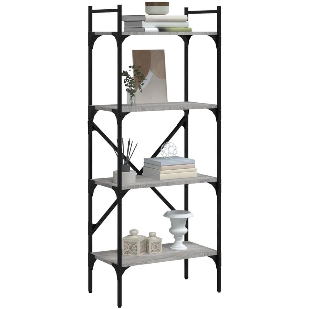 Libreria Grigio Sonoma 4 Ripiani 56x31,5x138,5 Cm Multistrato - Foto 3