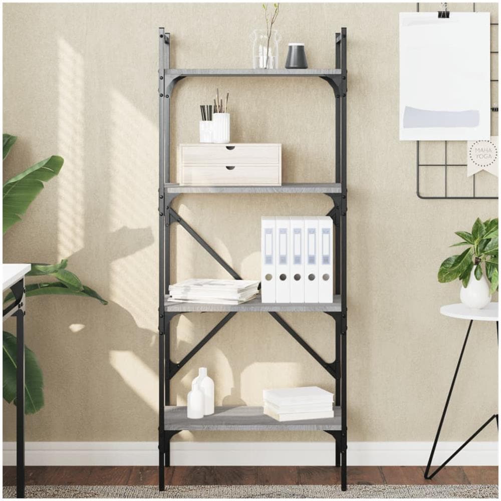 Libreria Grigio Sonoma 4 Ripiani 56x31,5x138,5 Cm Multistrato - Foto 1