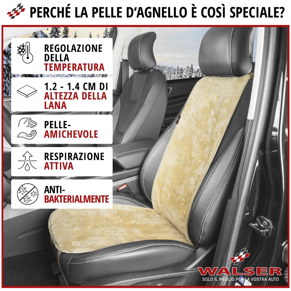 Coprisedili Auto In Pelle Di Agnello Cosmo Beige 12-14mm Altezza Pelo - Foto 2