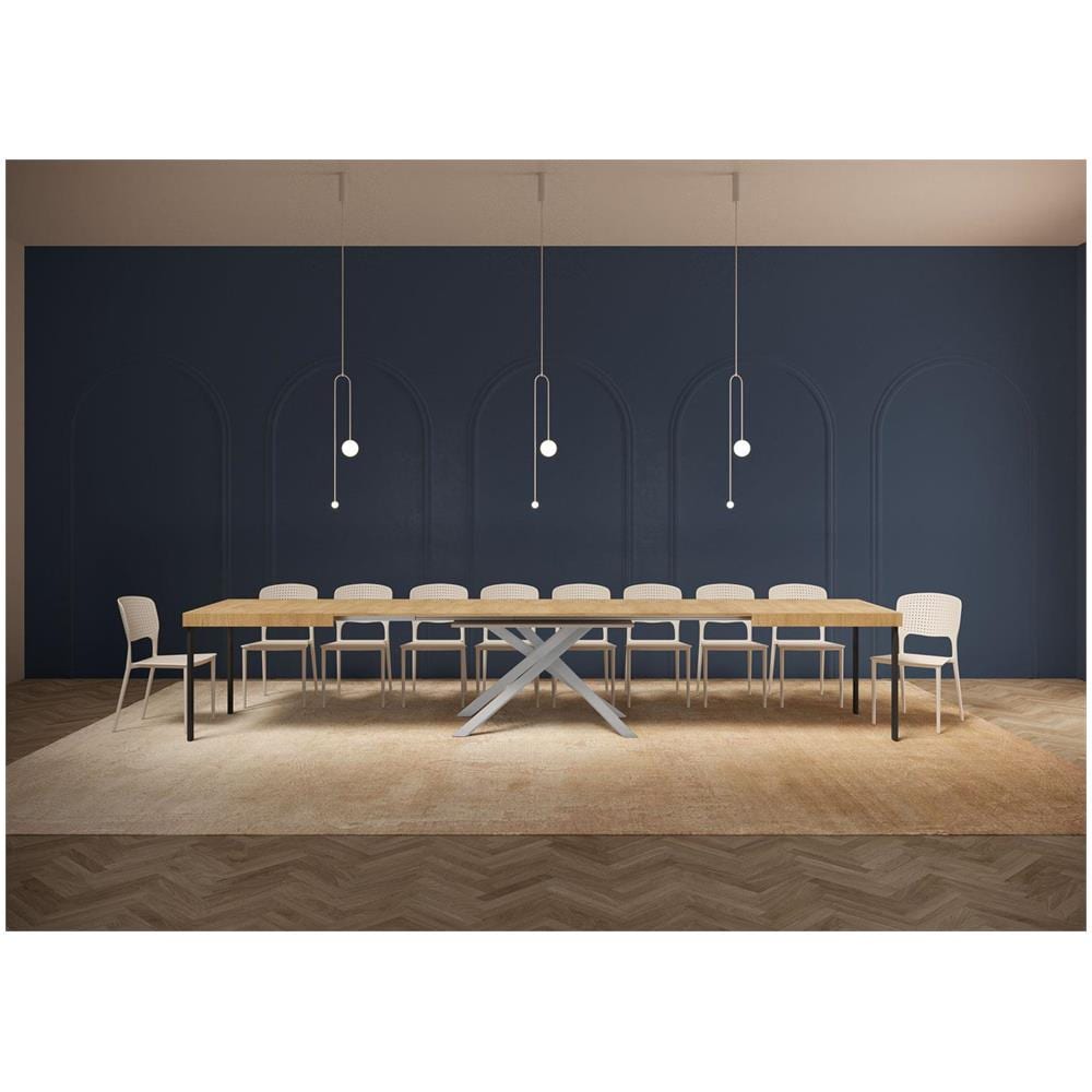 Tavolo allungabile 90x200/460cm Karida quercia natura gambe bianche - Foto 4