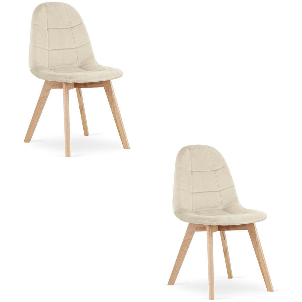 Sedia NUUC in velluto beige, design ergonomico x2 - Foto 1