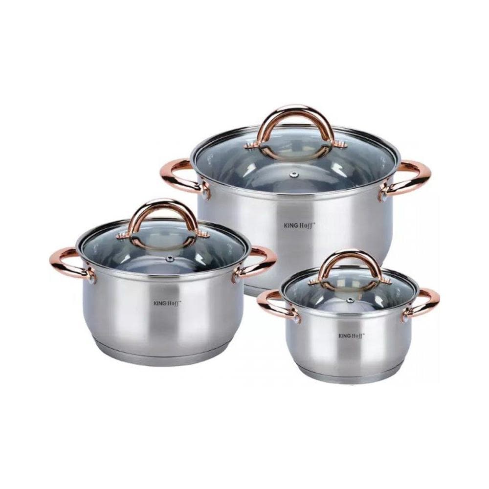 Set di pentole in acciaio inossidabile Kinghoff KH-1761 da 6 pezzi - Foto 1