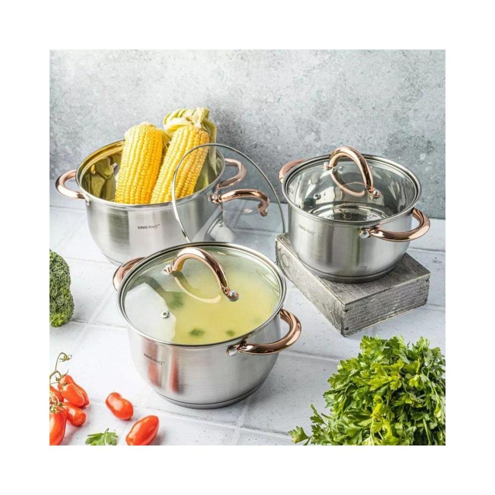 Set di pentole in acciaio inossidabile Kinghoff KH-1761 da 6 pezzi - Foto 2