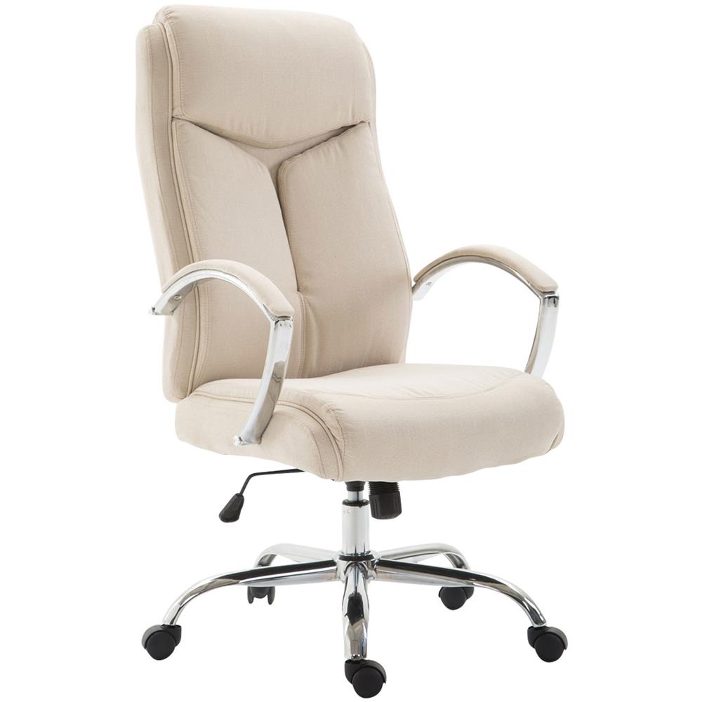 Sedia Ufficio Vaud XL in Tessuto - Poltrona Ergonomica Girevole con Alto Schienale e Braccioli I Poltrona Studio Presidenziale con Portata Max 140 kg I Sedia Pc Regolabile con 5 Ruote Crema - Foto 1