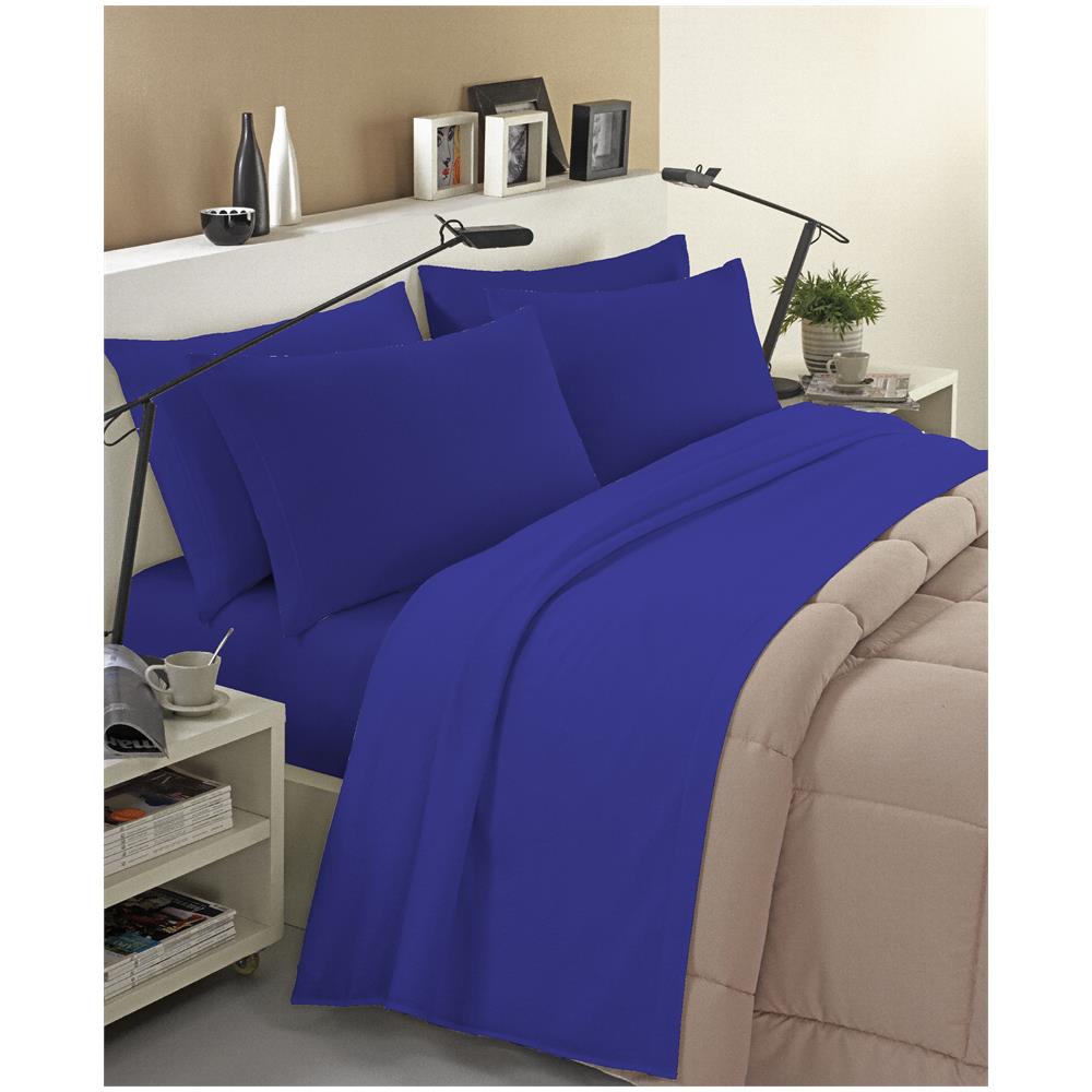 Completo Lenzuola Invernale Felpate In Flanella Anti-pilling 100% Cotone Tinta Unita Singolo Blu - Foto 1